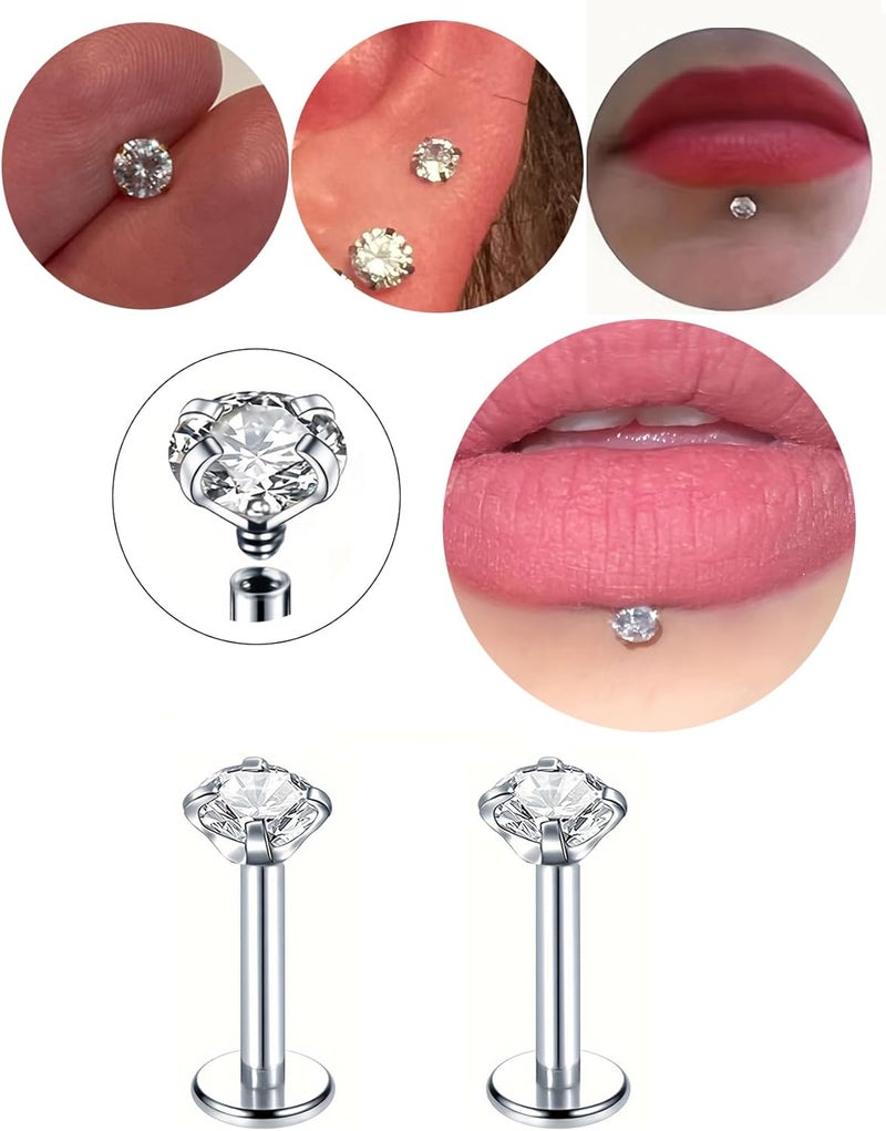 QWALIT Titanium Flat Back Helix Cartilage Earring Horseshoe Nose Ring Piercing Taper Threadless Jewelry Changing Tool Internal Threaded Piercing Taper Insertion Threader Tool Labret Jewelry Lip Studs - Image 5